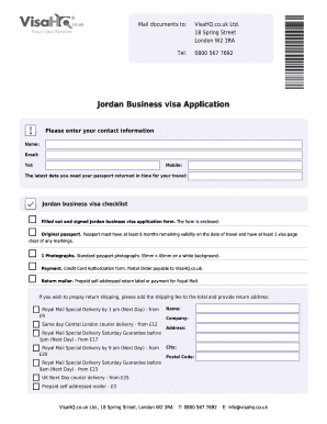 Jordan Business Visa Application Form