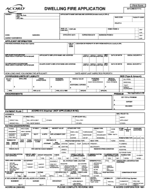 Dwelling Fire Insurance Application Form