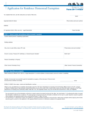 Texas Residence Homestead Exemption Application