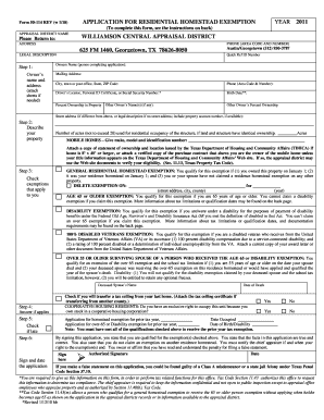 Texas Residential Homestead Exemption Application