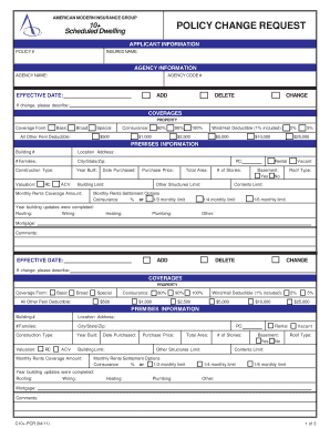 Scheduled Dwelling Policy Change Request