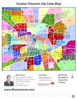 Houston Zip Code Map Fill Online Printable Fillable Blank