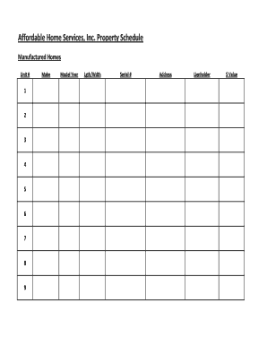 Manufactured Home Property Schedule