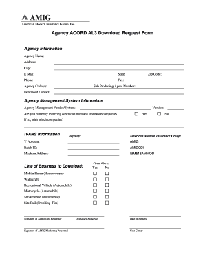 Agency ACORD AL3 Download Request Form