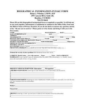 Biographical Information Intake Form