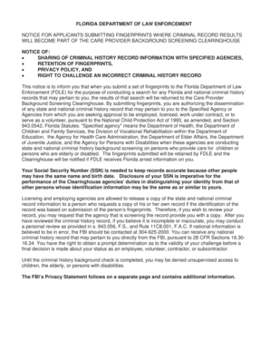 Florida Care Provider Background Screening Notice