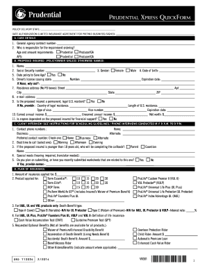 Prudential Life Insurance Application Form