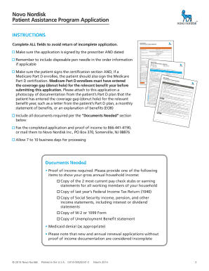 Novo Nordisk Diabetes Patient Assistance Program Application