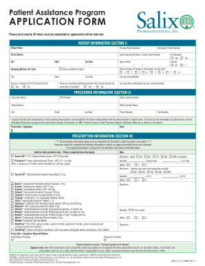 Salix Patient Assistance Program Application Form