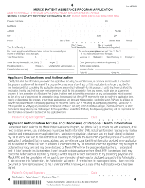 Merck Patient Assistance Program Application