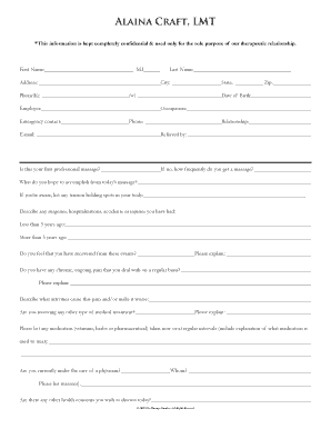 Massage Client Intake Form