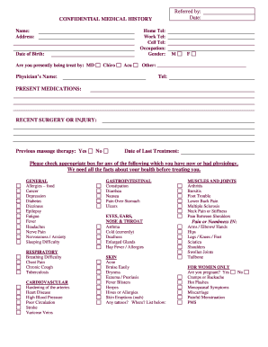 Confidential Medical History Form