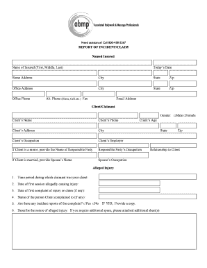 Incident/Claim Report Form