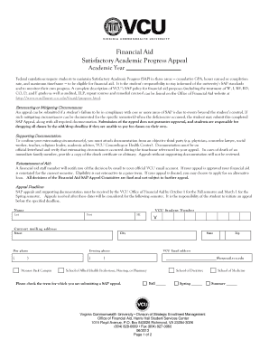 Satisfactory Academic Progress Appeal Form