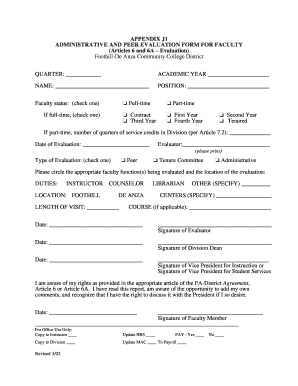Administrative and Peer Evaluation Form for Faculty