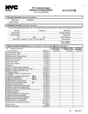 New York City Special Inspection Application Form
