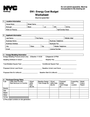 New York Energy Cost Budget Worksheet