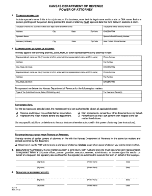 Kansas Power of Attorney for Tax Matters
