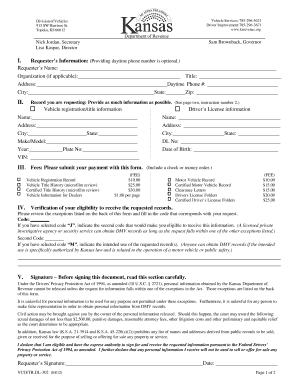 Kansas Vehicle Record Request Form