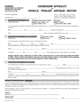 Kansas Ownership Affidavit