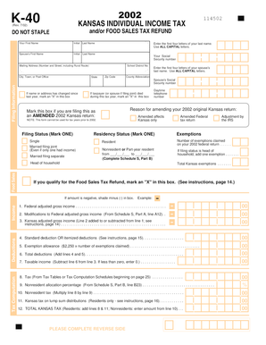 Kansas Individual Income Tax Form K-40