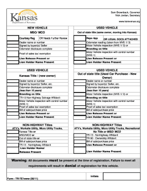 Kansas Vehicle Title Application