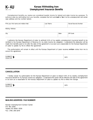 Kansas Unemployment Insurance Withholding Form