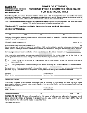 Kansas Power of Attorney for Vehicle Title Transfer