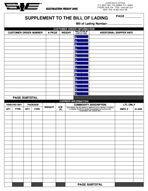 Bill of Lading Form