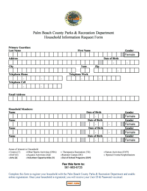 Palm Beach County Household Information Request Form