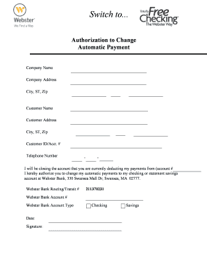 Authorization to Change Automatic Payment