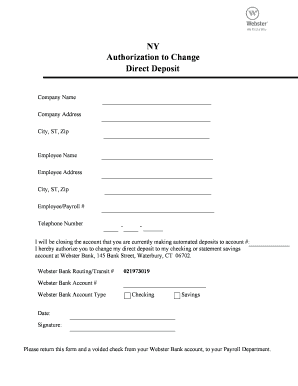 Direct Deposit Change Authorization
