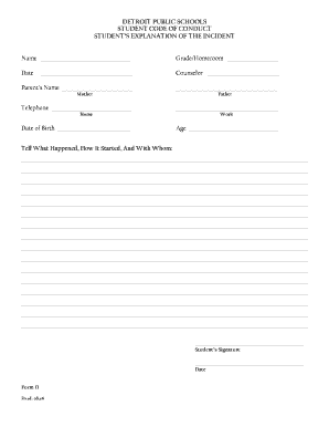 Student Code of Conduct Incident Report Form
