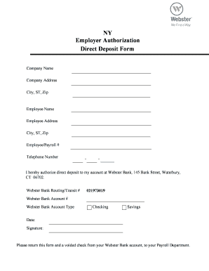 Employer Authorization Direct Deposit Form