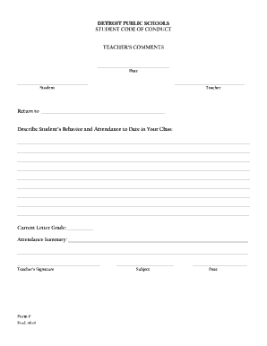Student Code of Conduct Form