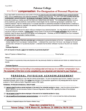 California Pre-Designation of Personal Physician Form