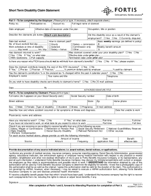 Short Term Disability Claim Statement