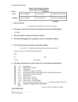 ALTA Loan Policy Form
