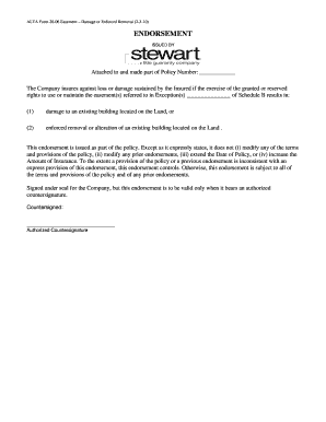 ALTA Form 28-06 Easement Damage or Removal Endorsement
