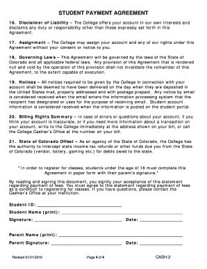 Colorado Community College Student Payment Agreement
