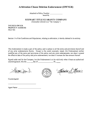 Arbitration Clause Deletion Endorsement