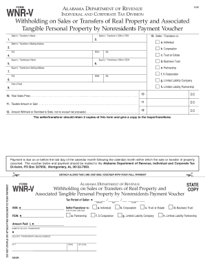 Alabama WNR-V Withholding on Sales of Real Property by Nonresidents