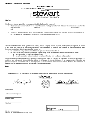 ALTA Form 11-06 Mortgage Modification Endorsement