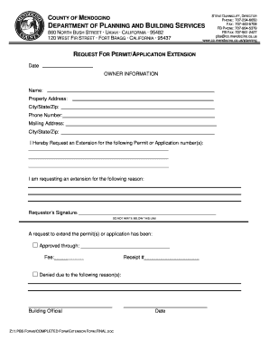 Request for Permit/Application Extension