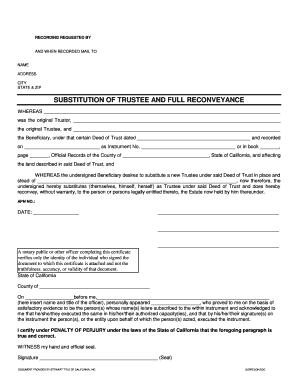 Substitution of Trustee and Full Reconveyance