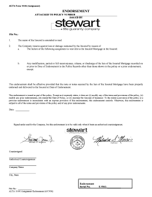 ALTA Form 10-06 Assignment Endorsement