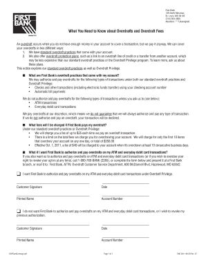 First Bank Overdraft Notice