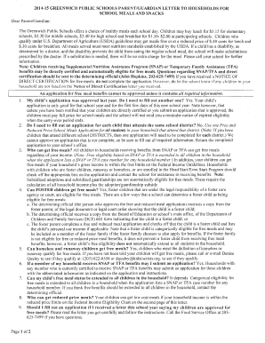 Greenwich Public Schools Meal Application