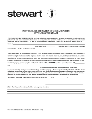 Individual Subordination of Mechanic’s Lien