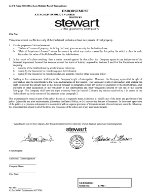 ALTA Form 20-06 First Loss-Multiple Parcel Transactions Endorsement